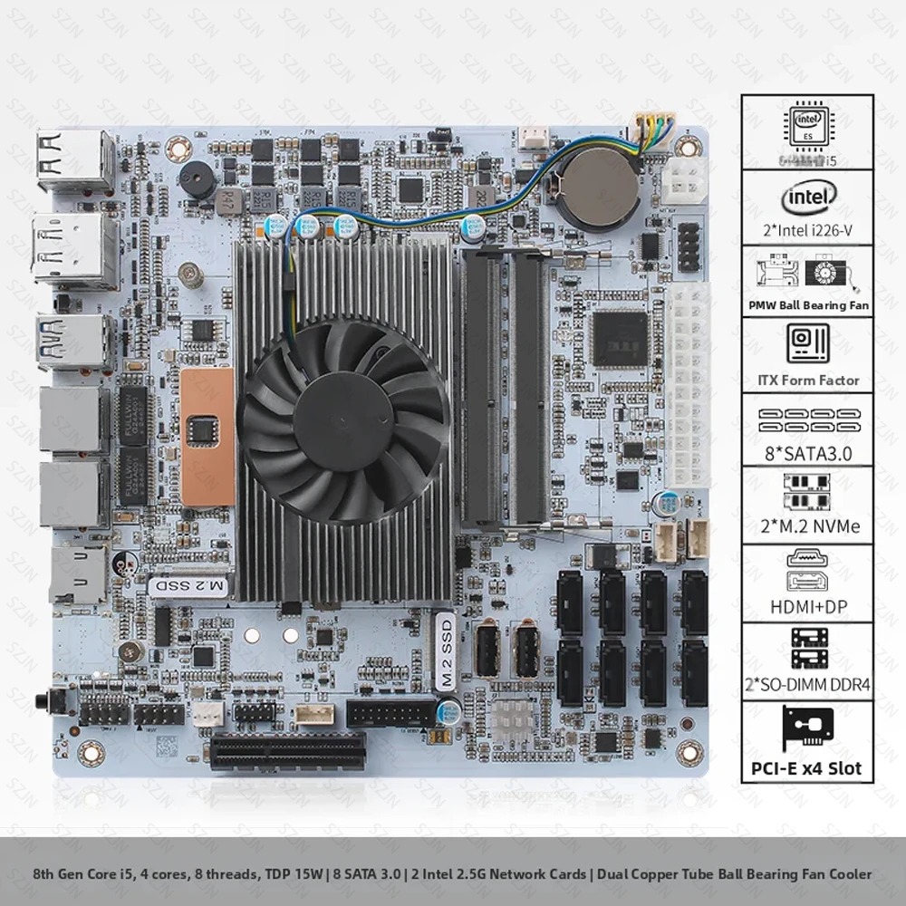 I5-8265U ES NAS マザーボード 8 ベイ NA - Nas Motherboard 8 Sata Mini Itx のレビューと価格